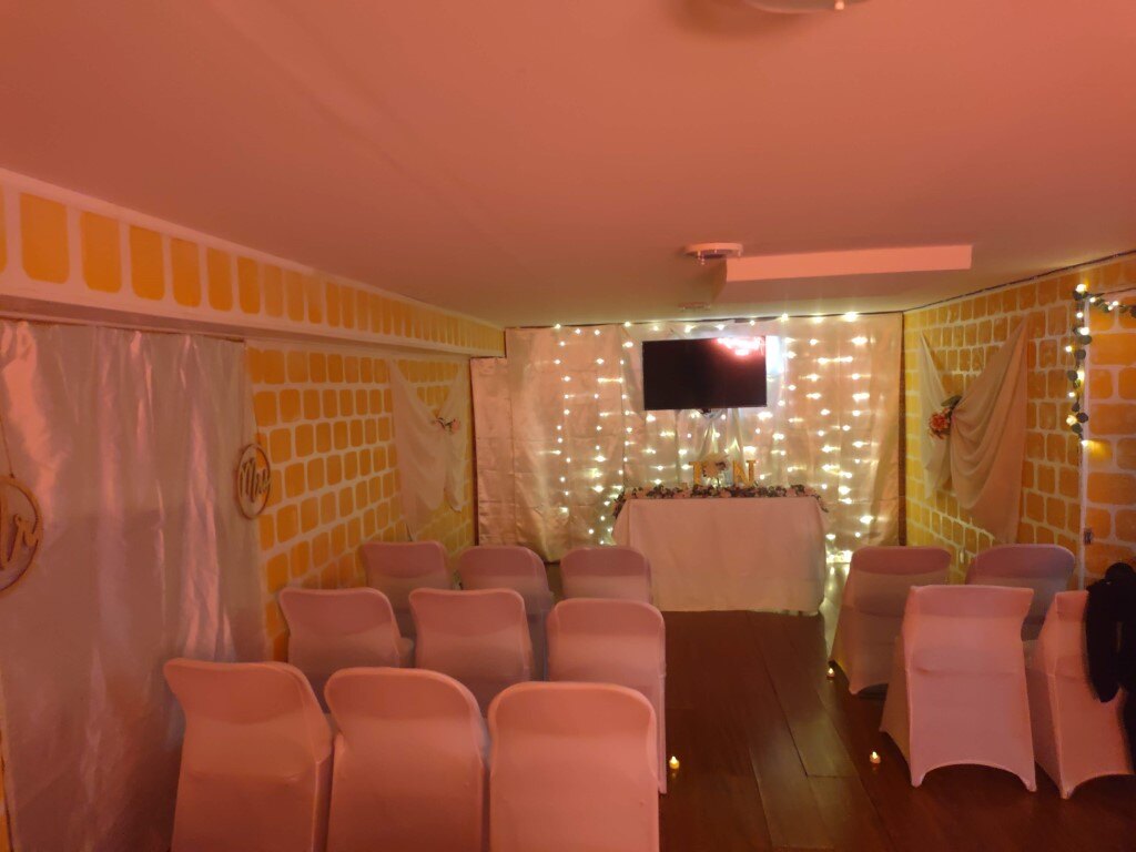 Wedding venue from the back of the room